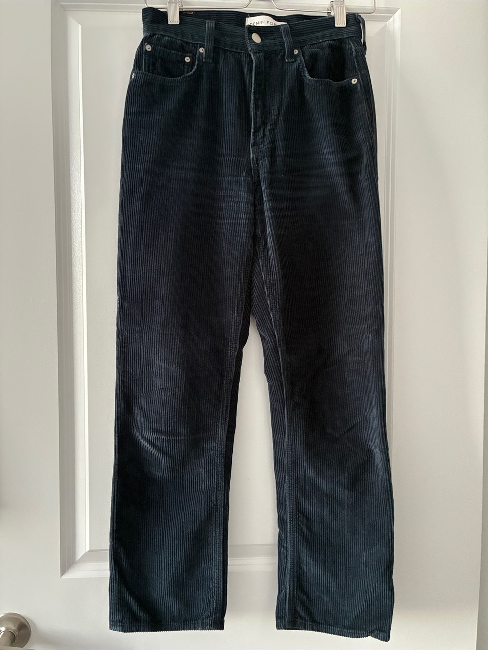 Denim Forum Size 25 The Arlo Hi-Rise Straight Corduroy Pant - Navy